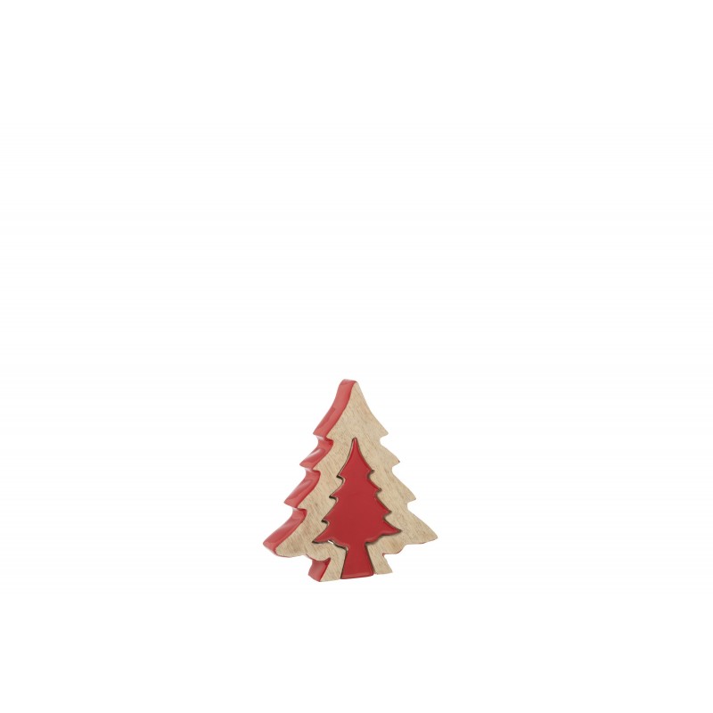 Arbre de Noël puzzle en bois de manguier rouge