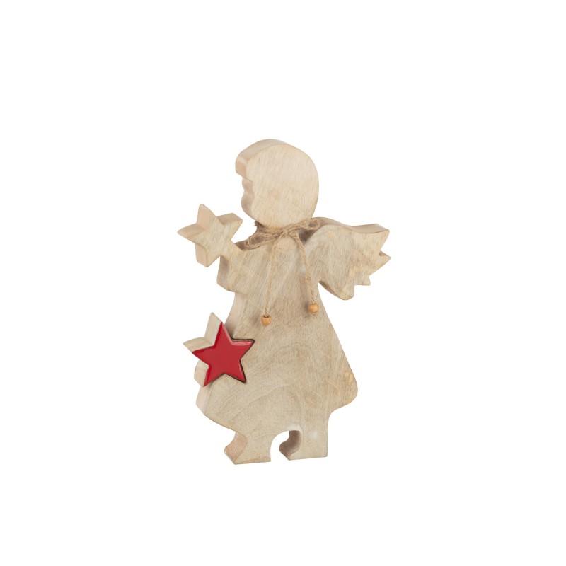 Ángel con estrella de madera de mango 22x4x29cm