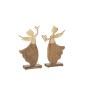 Lot de 2 anges avec coeur et oiseau en bois et aluminium argent 21x5x33cm Lot de 2 anges avec coeur et oiseau en bois et aluminium argent 21x5x33cm