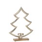 Bougeoir sapin aluminium sur base bois naturel 23x7x30cm