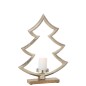 Bougeoir sapin aluminium sur base bois naturel 23x7x30cm