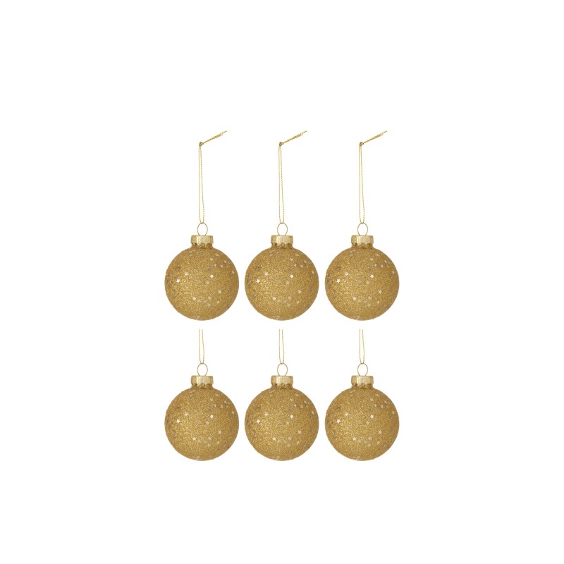 BOITE DE 6 BOULES DE NOEL ETOILES VERRE OR SMALL