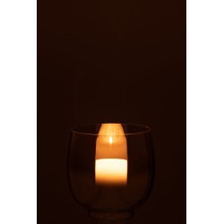 Photophore rond en verre fumé gris argent 13x13x14cm