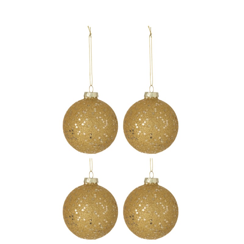 Boite de 4 boules de Noël en verre or 10x10x10 cm