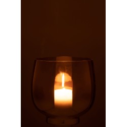 Photophore rond en verre fumé gris argent 17x17x18cm