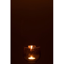 Photophore rond en verre fumé jaune argent 9x9x9cm