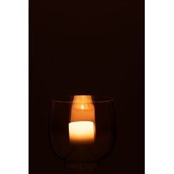 Photophore rond en verre fumé jaune argent 13x13x14cm