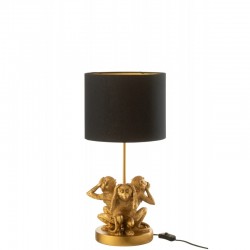 Lámpara de mesa de 3 monos en resina dorada 25x25x53cm