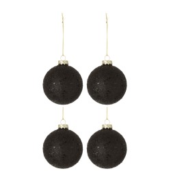 BOITE DE 6 BOULES DE NOEL ETOILES VERRE NOIR MEDIUM