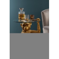 Table basse singe en résine doré et verre 52x48x62cm