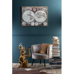 Table basse singe en résine doré et verre 52x48x62cm