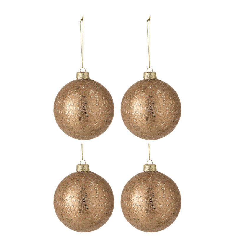 Boite de 4 boules de Noël en verre or 10x10x10 cm