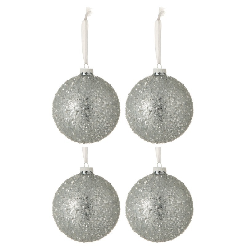 Boite de 4 boules de Noël en verre gris 10x10x10 cm
