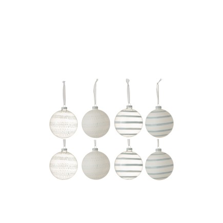 Caja de 8 bolas de Navidad de vidrio gris de 6x6x6 cm