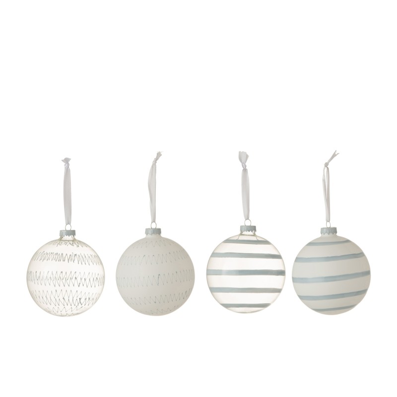 Caja de 8 adornos navideños de cristal gris 10x10x10 cm