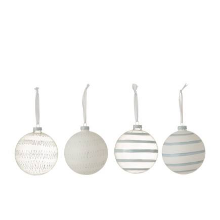 Caja de 8 bolas de Navidad de vidrio gris de 10x10x10 cm