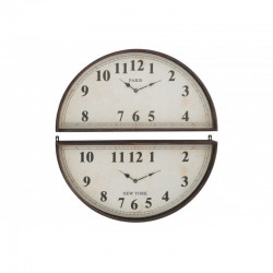 Horloge 2 parties en métal noir 34x74x7 cm