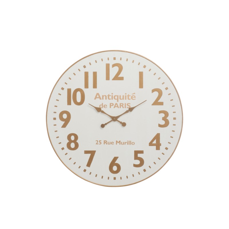 HORLOGE ANTIQUITE DE PARIS BOIS BLANC/OR LARGE HORLOGE ANTIQUITE DE PARIS BOIS BLANC/OR LARGE
