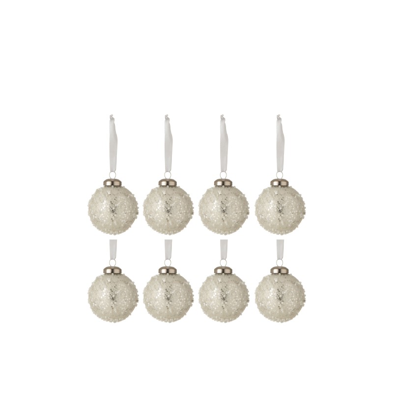Confezione di 8 ornamenti natalizi in vetro argentato 6x6x6 cm