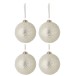 Boite de 4 boules de Noël perlées en verre blanc et argent