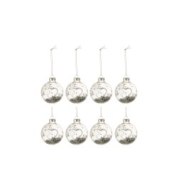 Boite de 8 boules de Noël en verre argent 6x6x6 cm