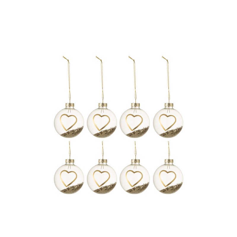 Boite de 8 boules de Noël en verre or 6x6x6 cm