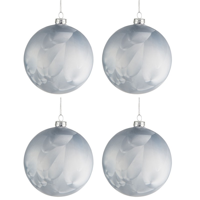 Boite de 4 boules de Noël en verre gris 10x10x10.4 cm