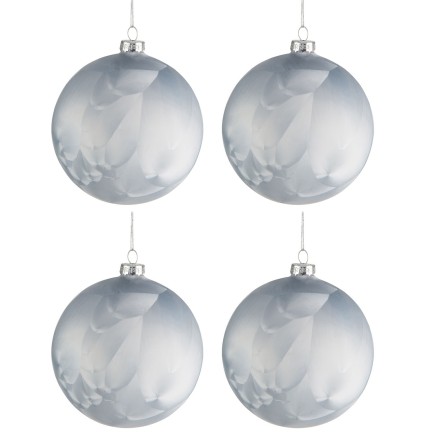 Caja de 4 bolas de Navidad de vidrio gris 10x10x10.4 cm