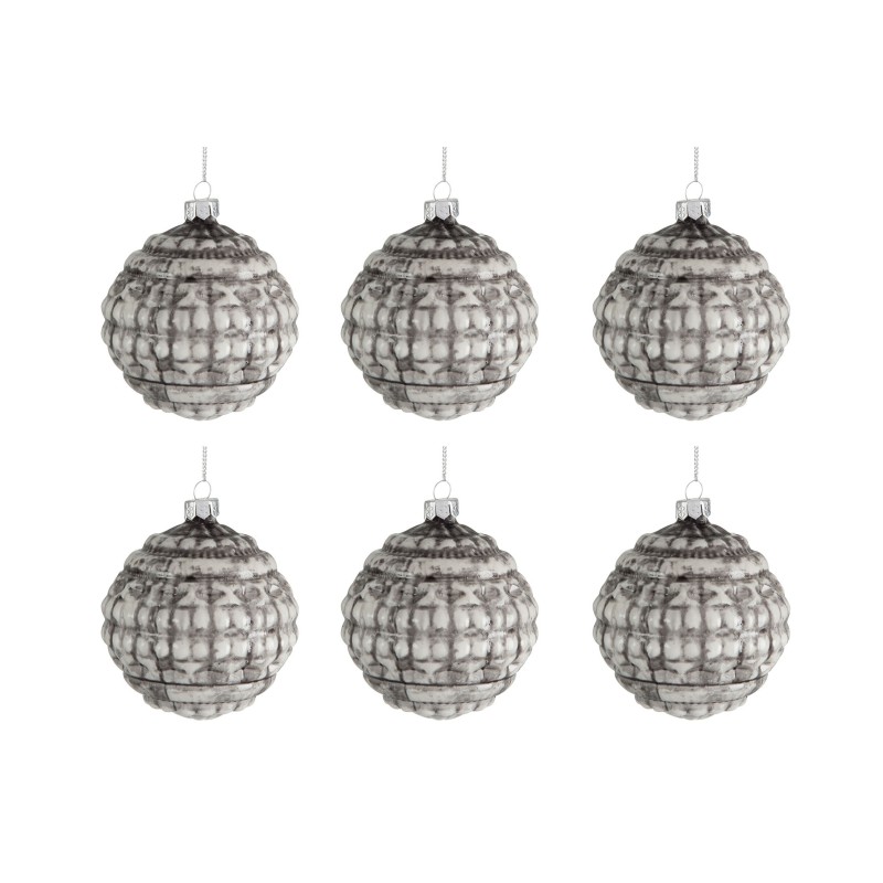 Boite de 4 boules de Noël en verre gris 8x8x8.4 cm