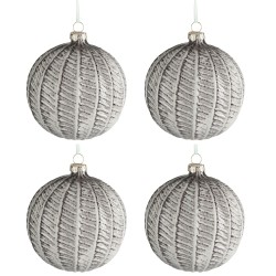 Boite de 4 boules de Noël en verre gris 10x10x10 cm