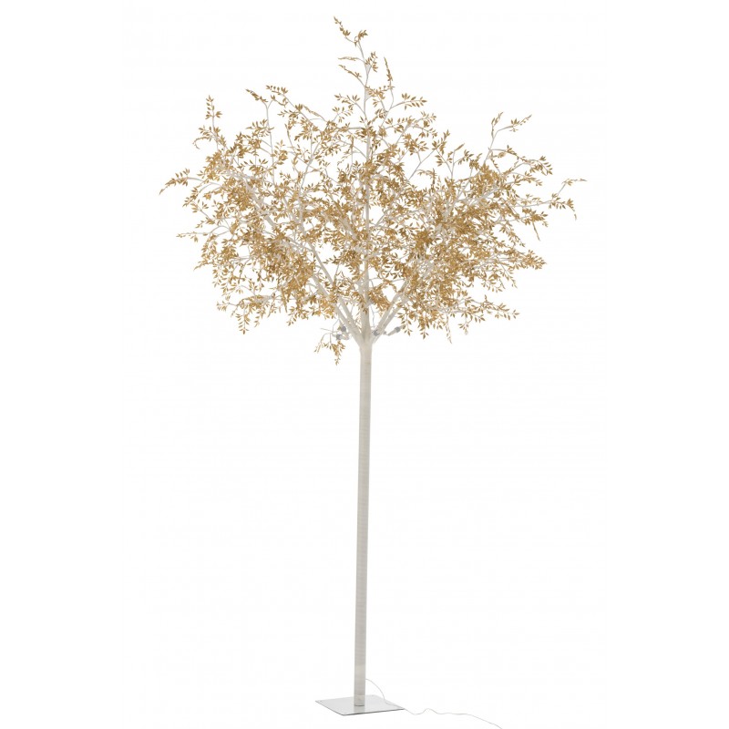 Arbre lumineux branche et feuilles pailletées doré led 250cm