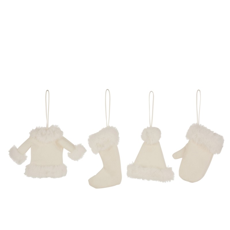 Conjunto de 4 Suspensiones de Navidad en textil beige 18x1x13 cm Conjunto de 4 Suspensiones de Navidad en textil beige 18x1x13 cm