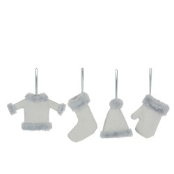Set de 4 suspensions de Noël en textile bleu 17x3x14 cm