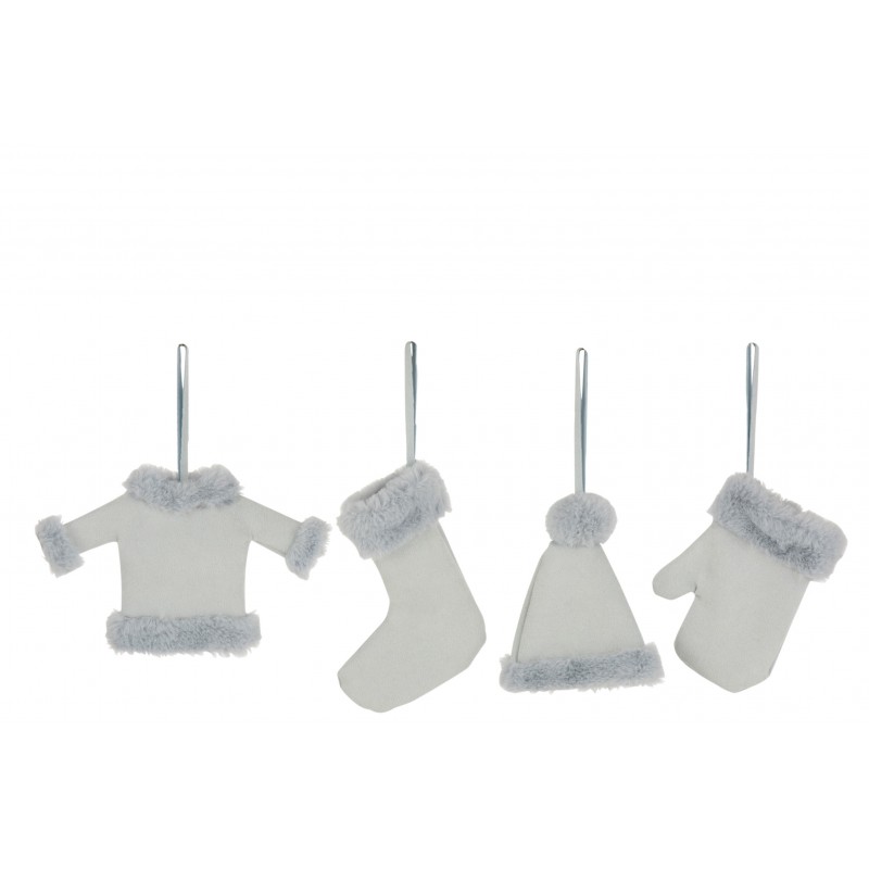 Assortiment de 4 suspensions de Noël en tissu blanc et bleu clair