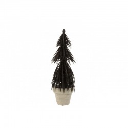 Sapin de Noël décoratif en plastique noir 8x8x23 cm