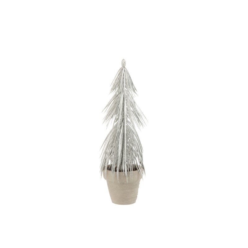 Sapin de Noël décoratif en plastique argent 8x8x22 cm