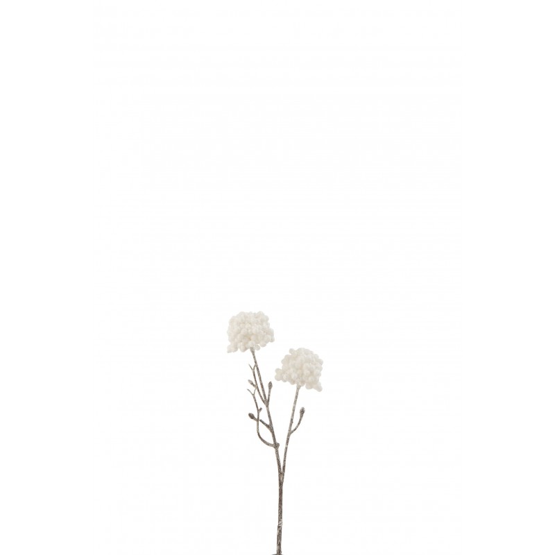 Branche artificielle pompon blanc 25cm