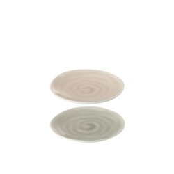 Lot de 2 assiettes en poterie taupe D15cm