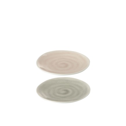 Lot de 2 assiettes en poterie taupe D15cm
