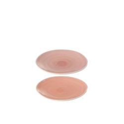 Lot de 2 assiettes en poterie saumon D15cm