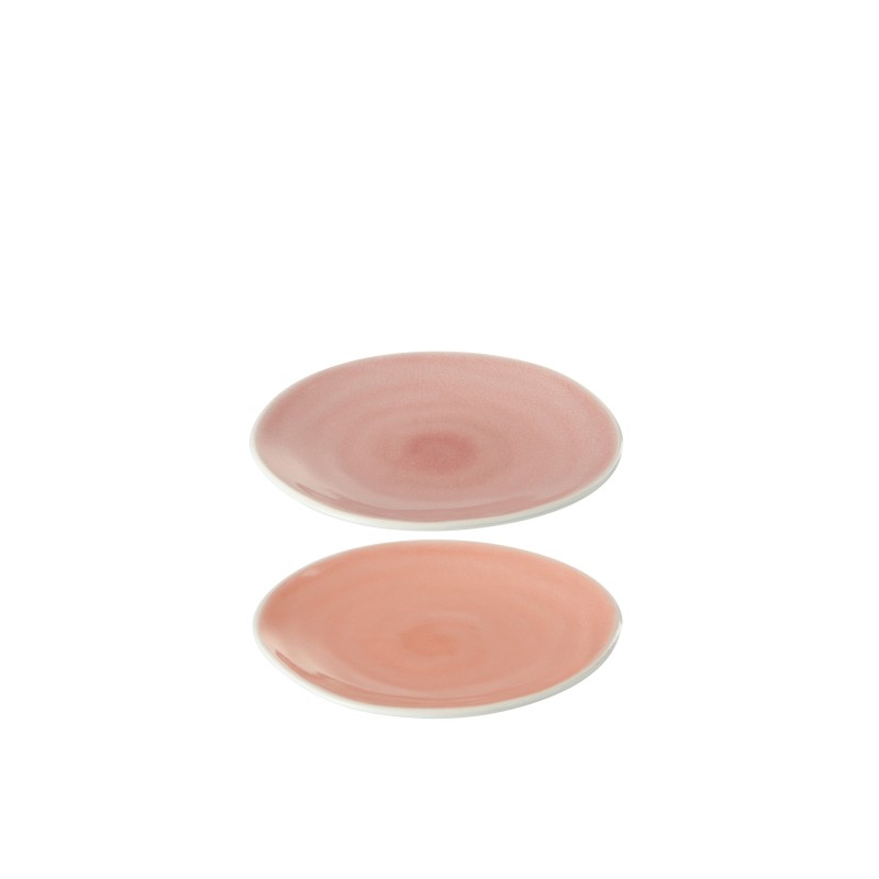 Lot de 2 assiettes en poterie saumon D15cm