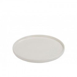 Assiette à dessert ronde avec rebord en porcelaine blanche D24cm