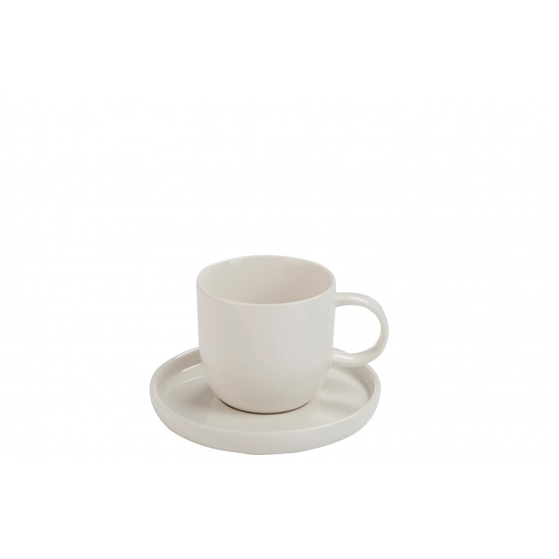 tasse avec sous-tasse en porcelaine blanc 11x8x7.5 cm