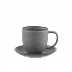 tasse avec sous-tasse en céramique gris 12.5x9x9.5 cm