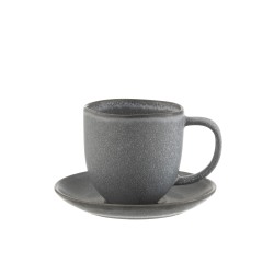 tasse avec sous-tasse en céramique gris 12.5x9x9.5 cm