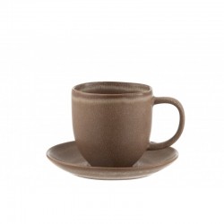 tasse avec sous-tasse en céramique marron 12.5x9x9.5 cm