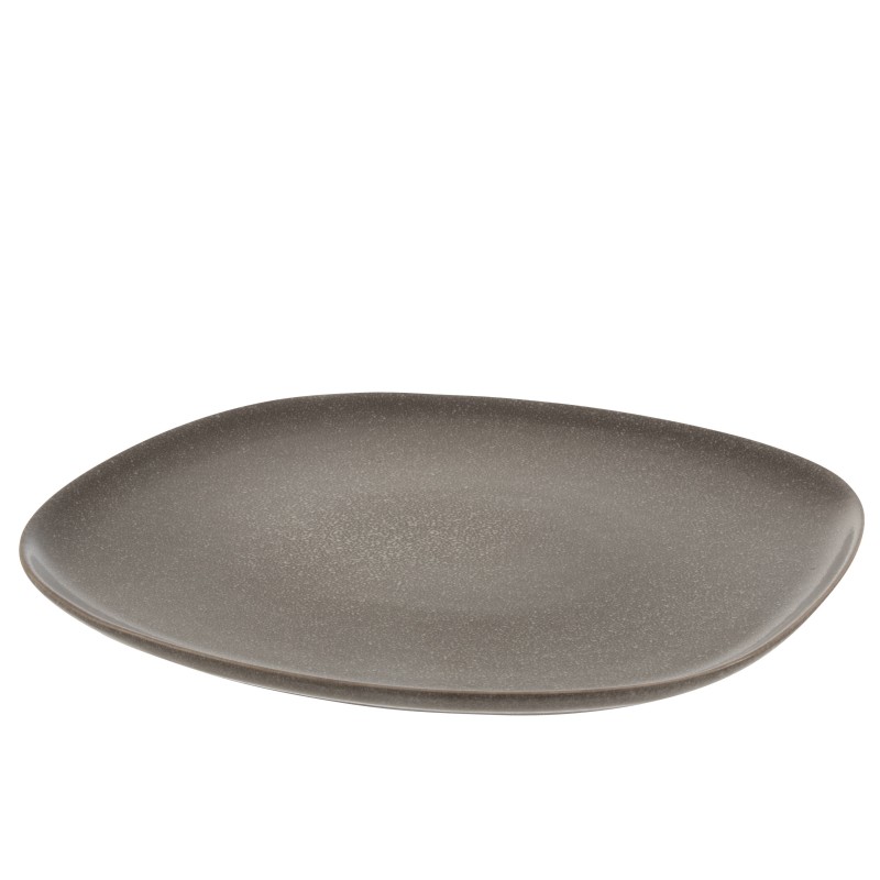 Assiette plate rectangle en céramique marron L29cm