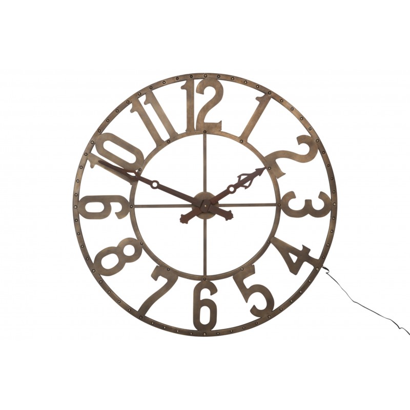 HORLOGE CHIFFRES ROMAINS ROND FER FORGE MARRON SMALL