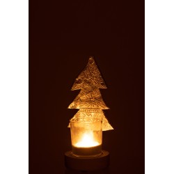 Portavelas de Navidad de resina plateada 9.5x9.5x17.5 cm