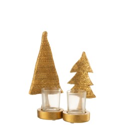 Photophore de Noël en résine or 9.5x8.5x17.5 cm